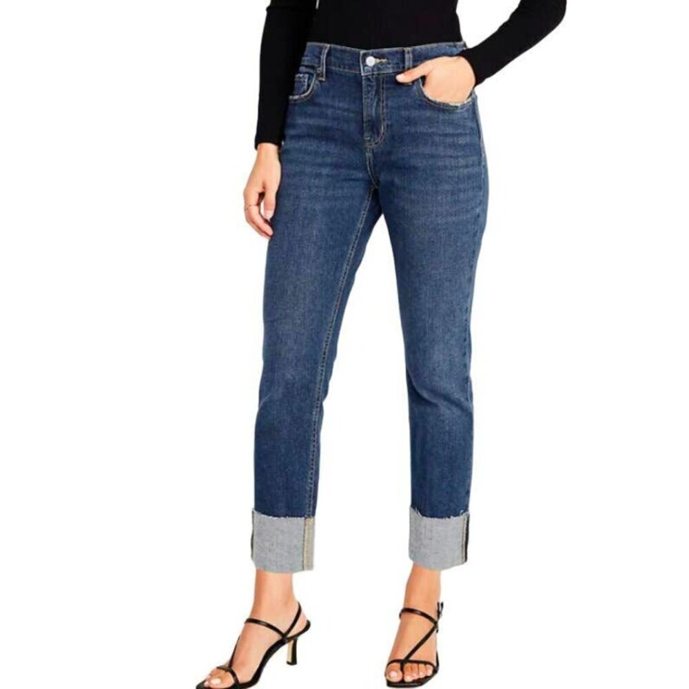 NWT OLD NAVY Mid Rise Boyfriend Jean Womens Size 0 Blue